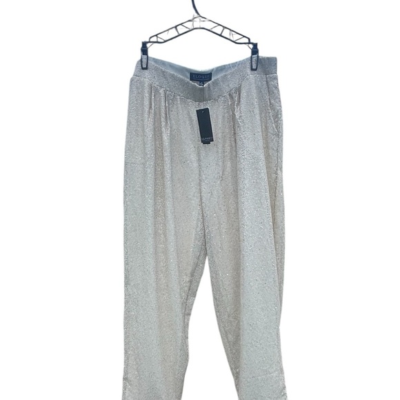 NWT Eloquii Ladies Size 14 Ivory Sequined Pleated Front Pants 36 waist - Picture 1 of 9